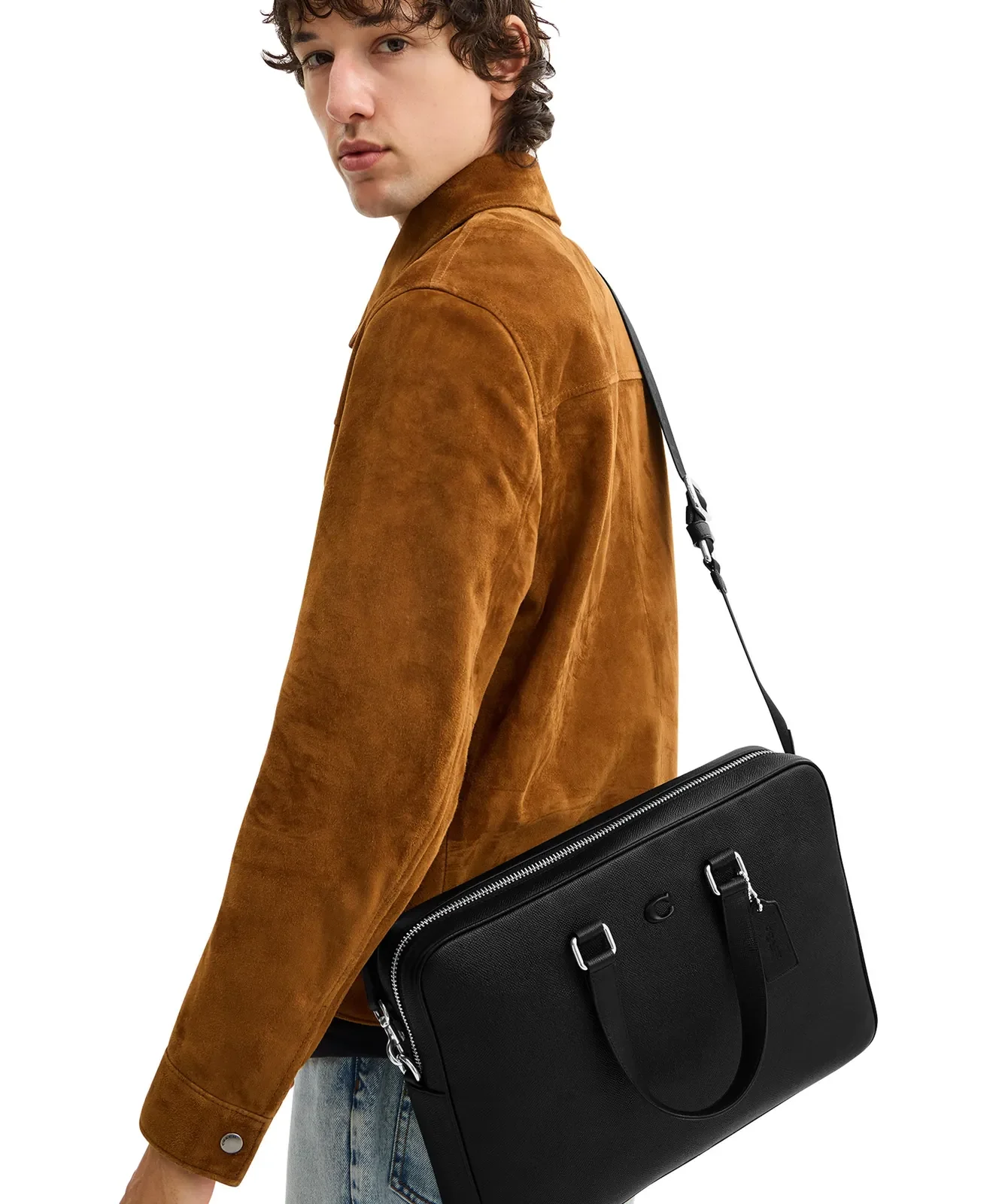 Coach Caden Leather Briefcase for Sale - Black