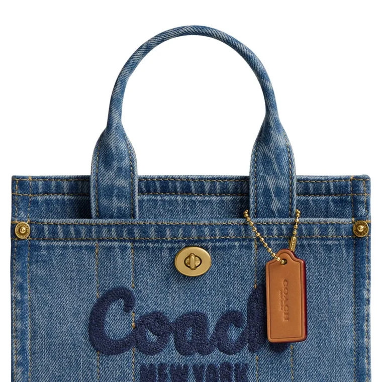 Coach Signature Embroidered Denim Cargo Tote for Sale