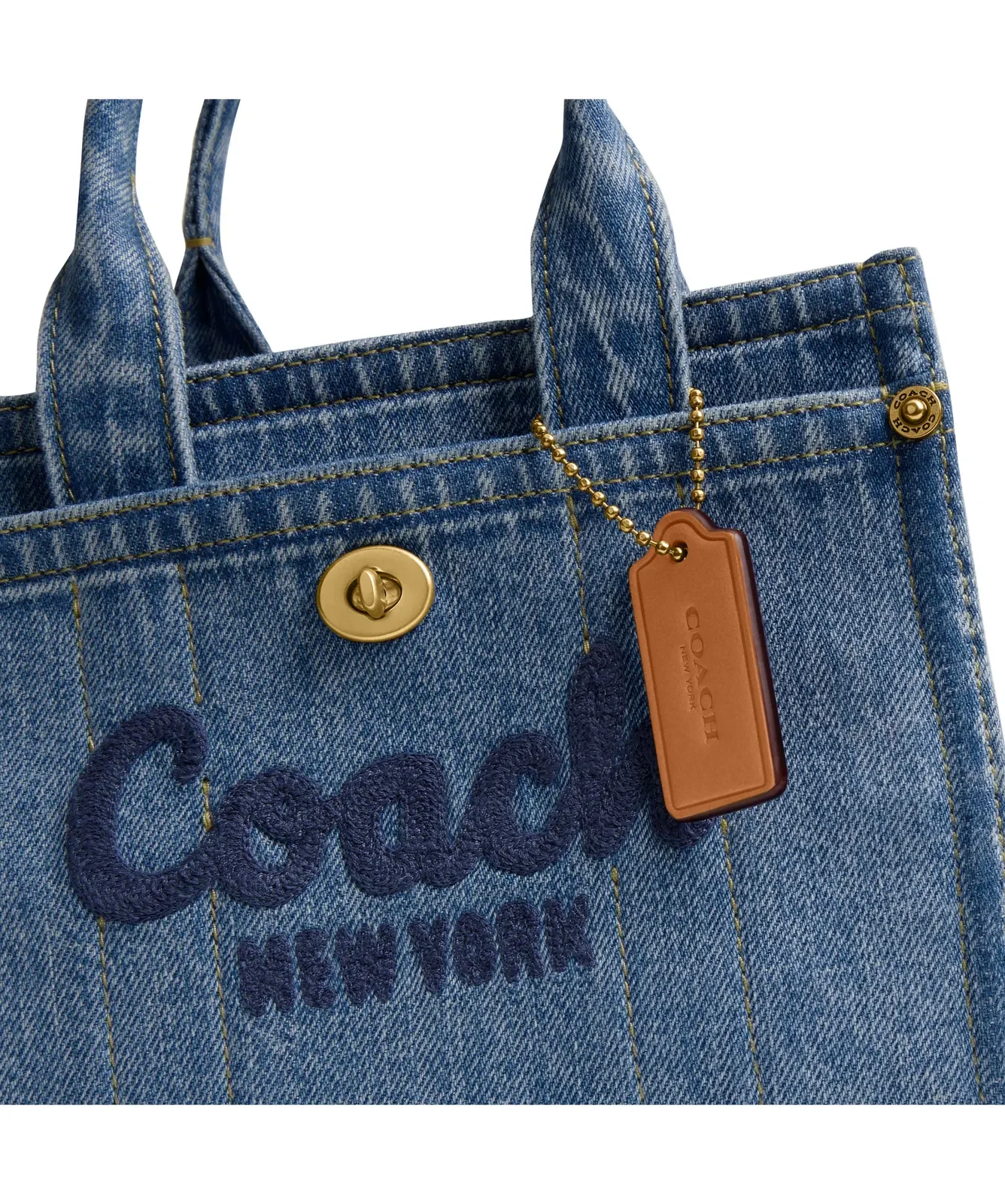 Coach Signature Embroidered Denim Cargo Tote for Sale - Indigo