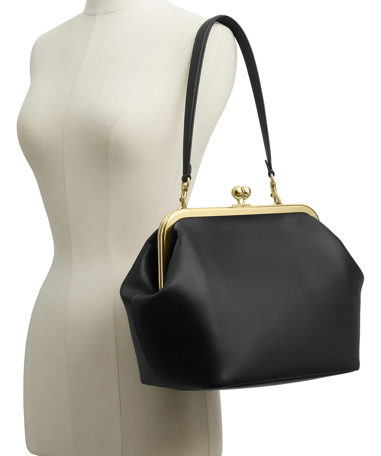 Coach Kisslock Glovetanned Leather Frame Bag for Sale - Black
