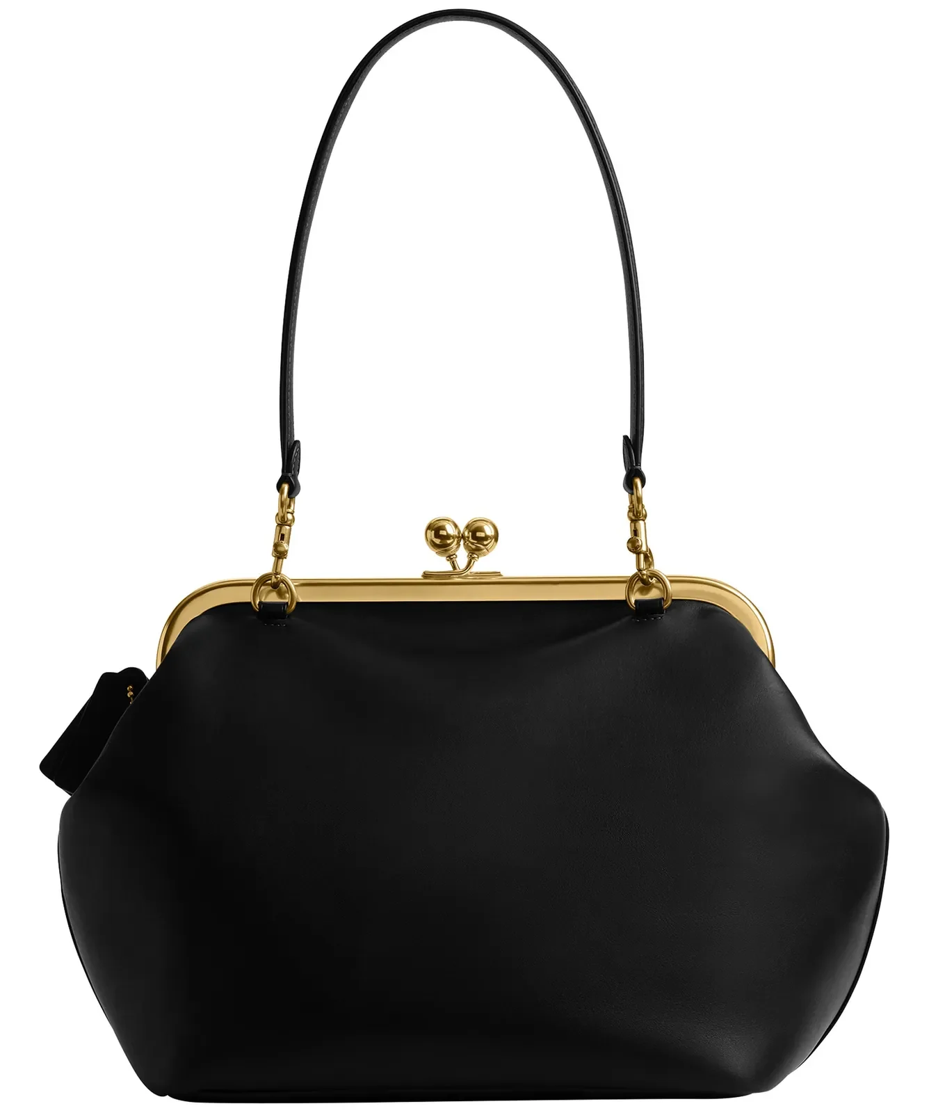 Coach Kisslock Glovetanned Leather Frame Bag for Sale - Black