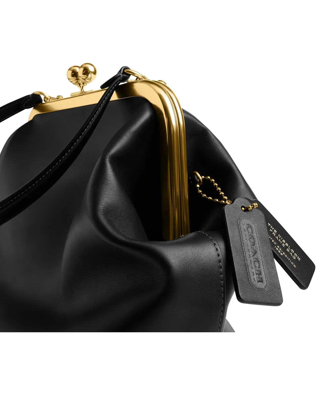 Coach Kisslock Glovetanned Leather Frame Bag for Sale - Black