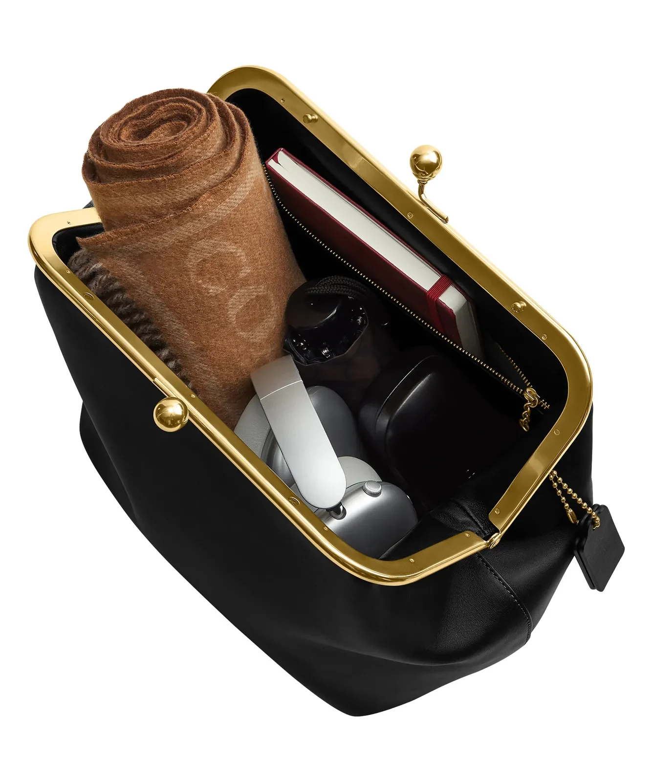 Coach Kisslock Glovetanned Leather Frame Bag for Sale - Black