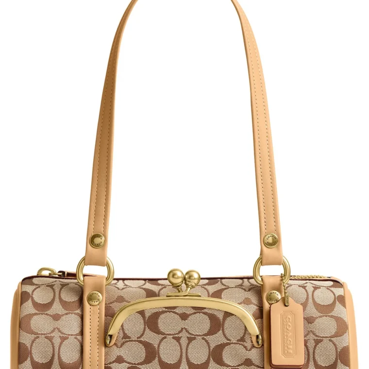 Coach Originals Kisslock Signature Jacquard Barrel Bag for Sale