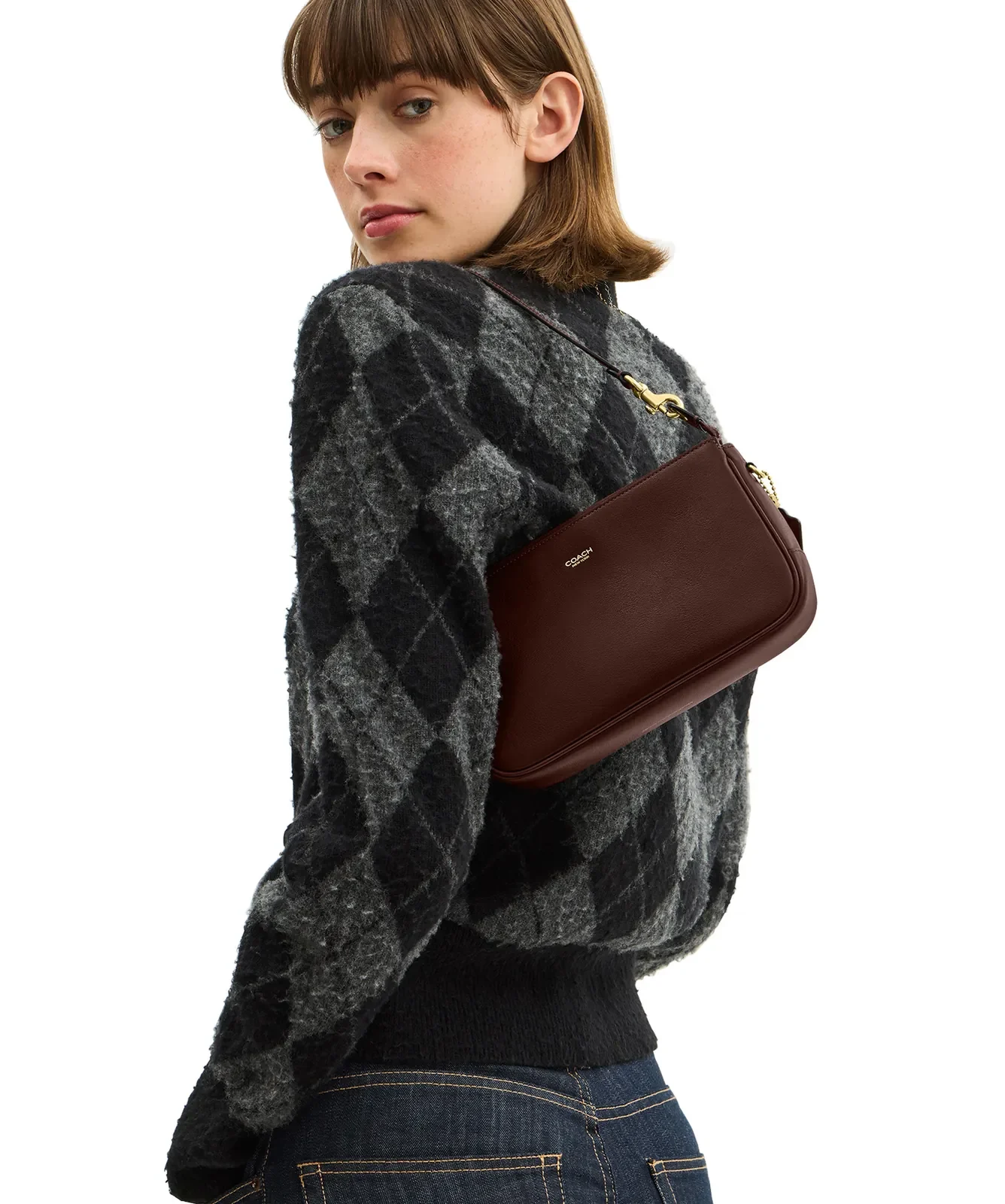 Coach Plaza Natural Grain Leather Shoulder Bag for Sale