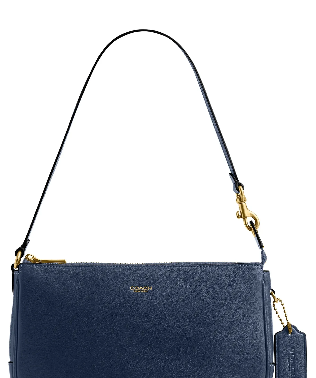 Coach Plaza Natural Grain Leather Shoulder Bag for Sale - Navy