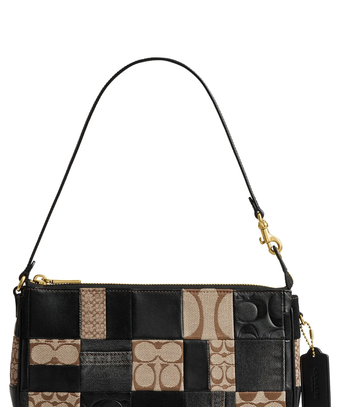 Coach Plaza Patchwork Leather Shoulder Bag for Sale - Black Multi
