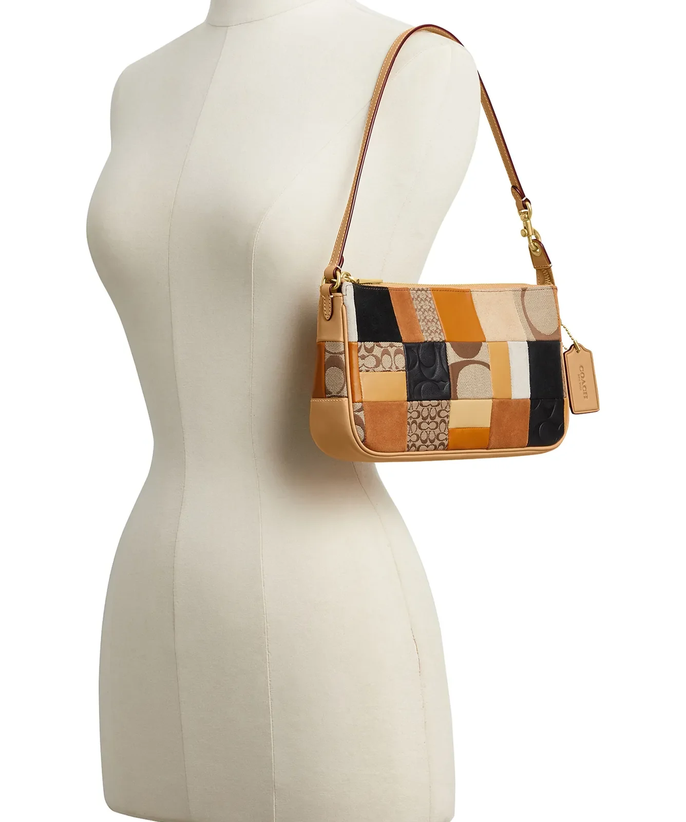 Coach Plaza Patchwork Leather Shoulder Bag for Sale