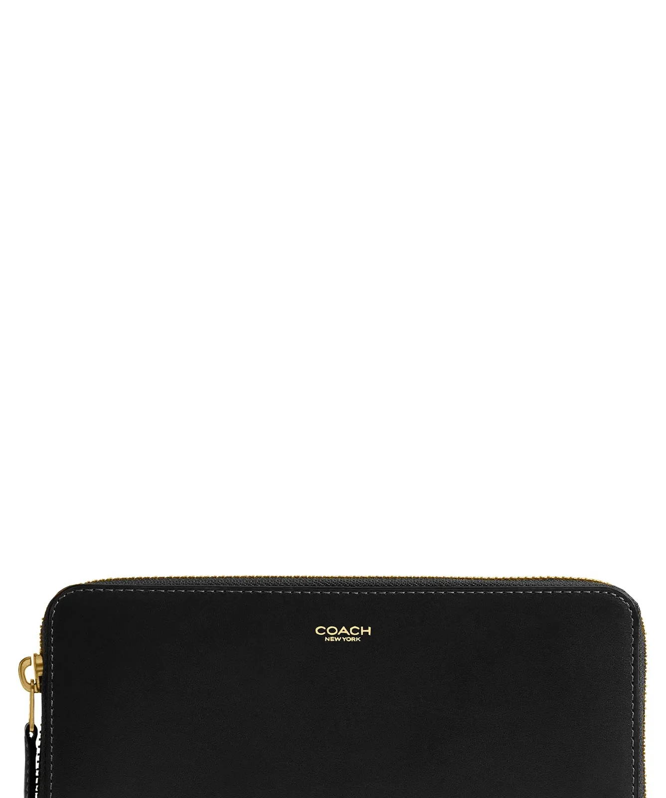 Coach Refined Calf Leather New York Zip Wallet for Sale - Black