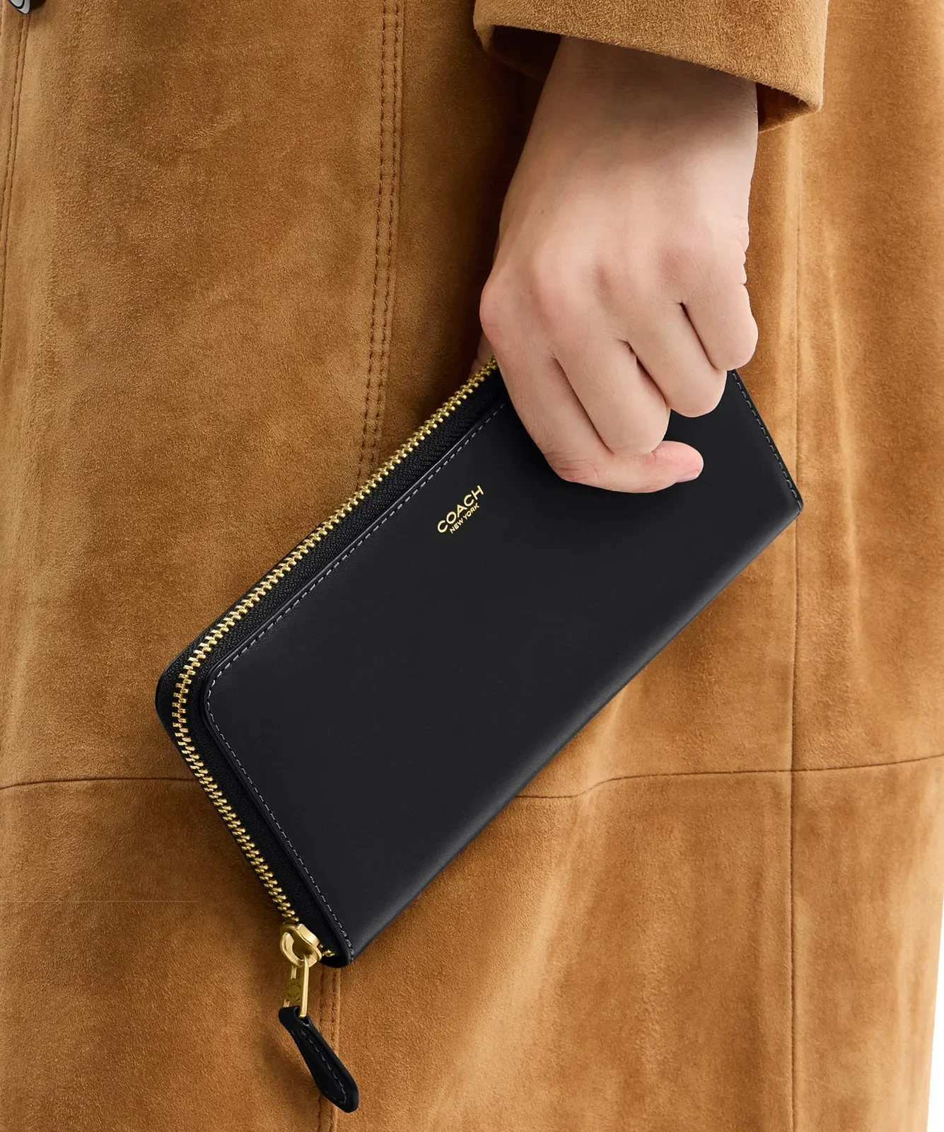 Coach Refined Calf Leather New York Zip Wallet for Sale