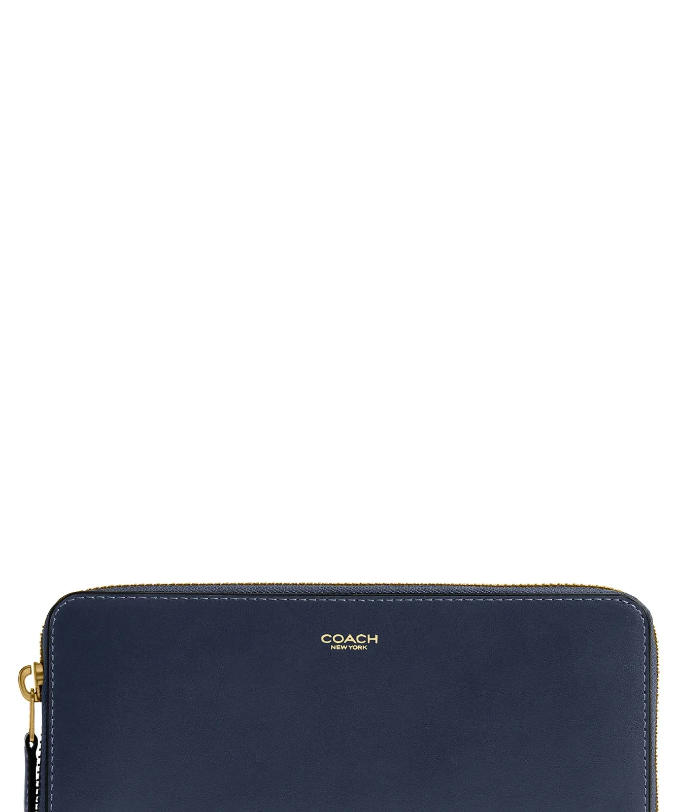 Coach Refined Calf Leather New York Zip Wallet for Sale - Navy