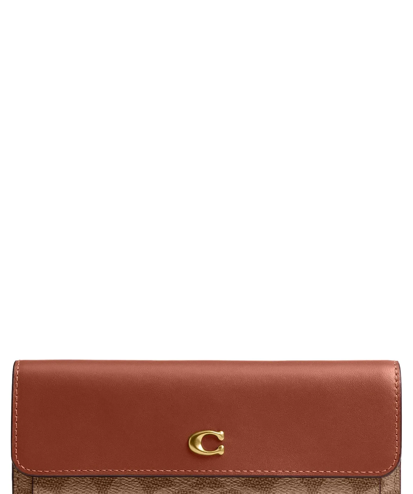 Coach Slim Essential Signature Coated Canvas & Leather Wallet for Sale - Tan Caramel
