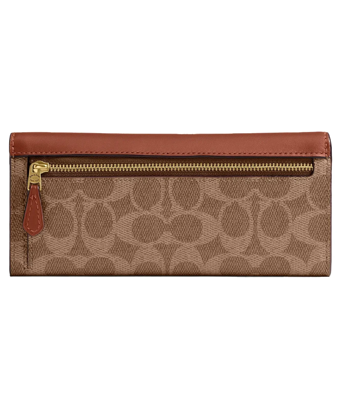 Coach Slim Essential Signature Coated Canvas & Leather Wallet for Sale - Tan Caramel