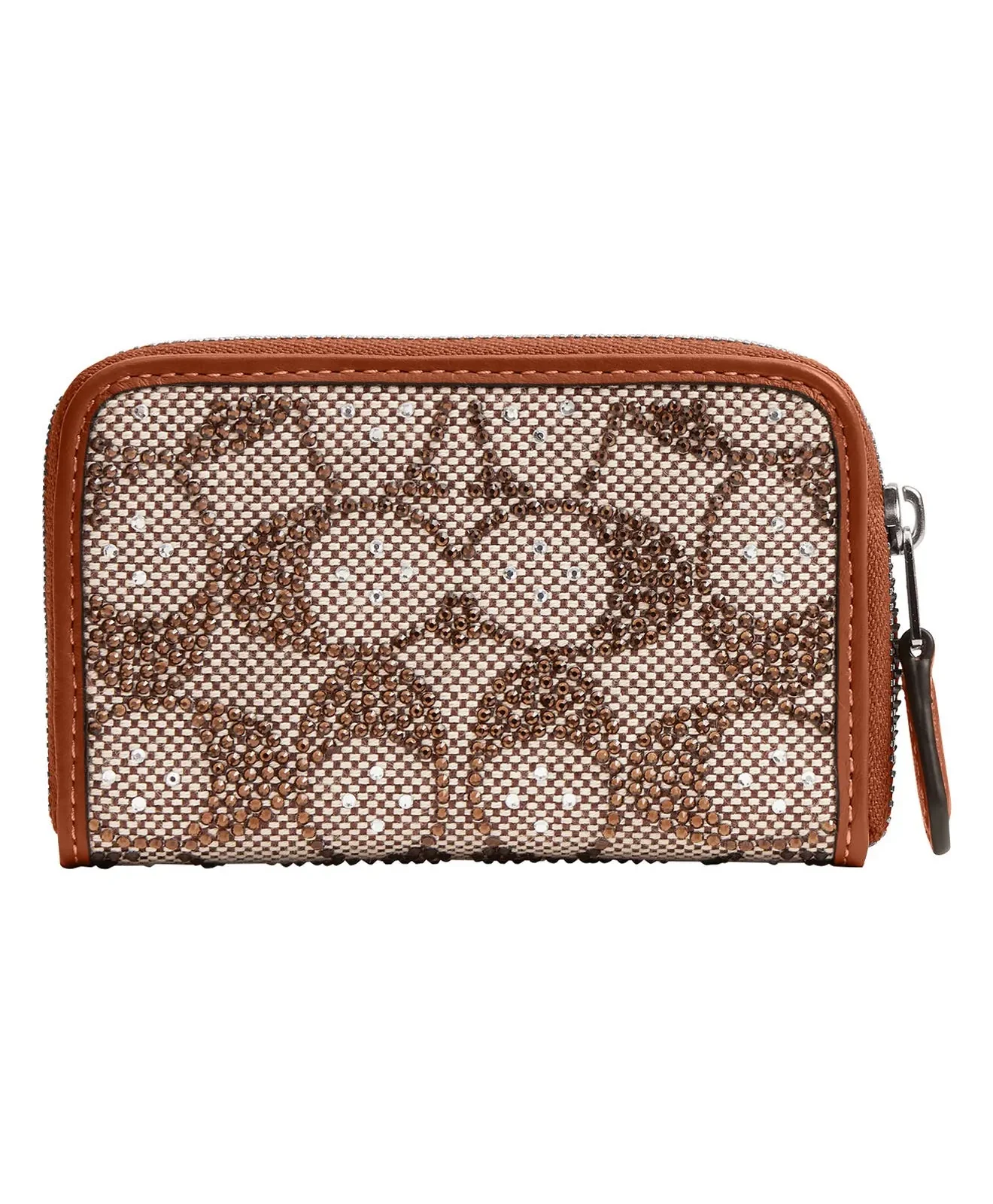 Coach Small Crystal Signature Logo Jacquard Zip Around Card Holder for Sale