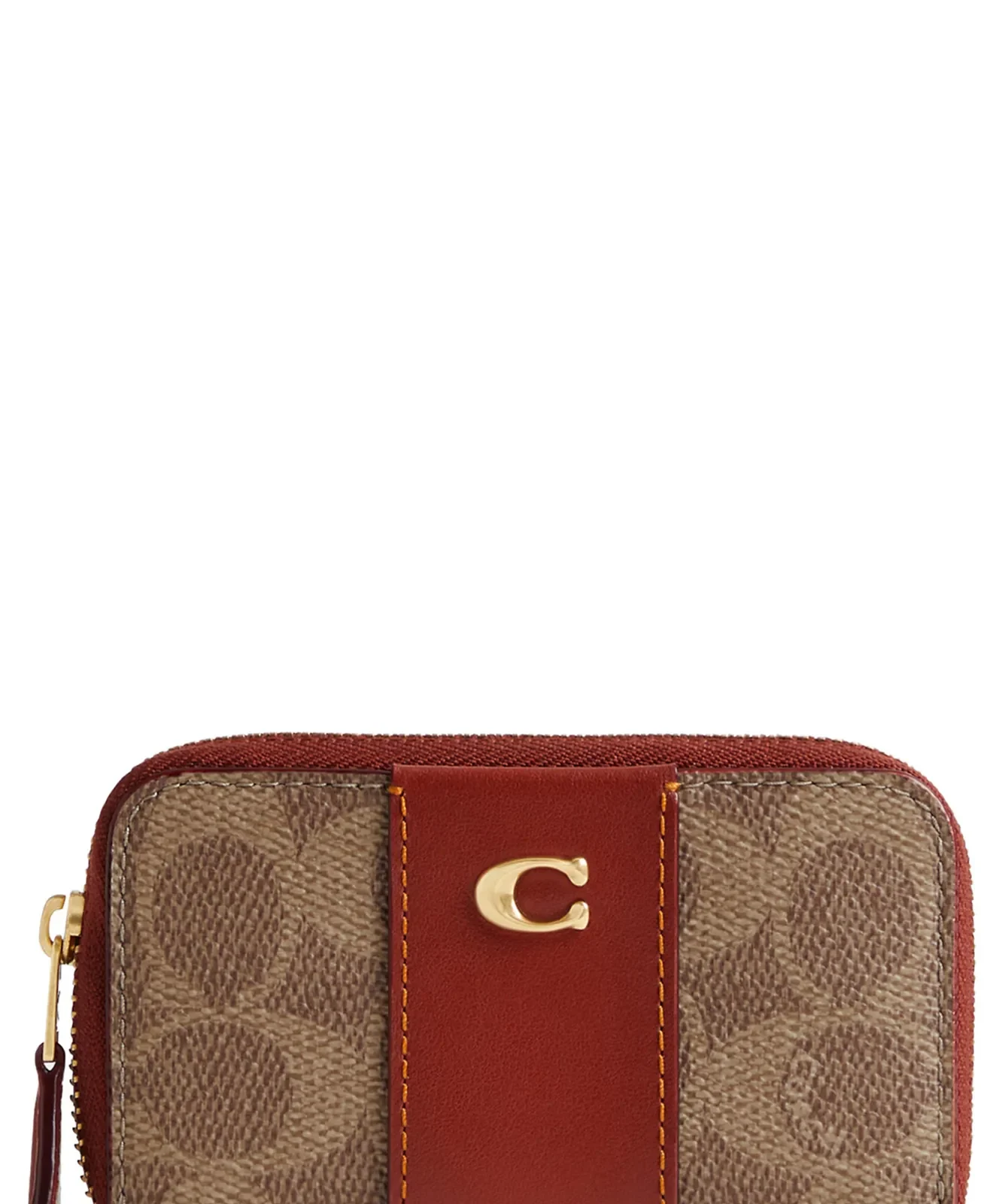 Coach Small Essential Coated Canvas & Leather Zip Around Card Holder for Sale - Tan Rust