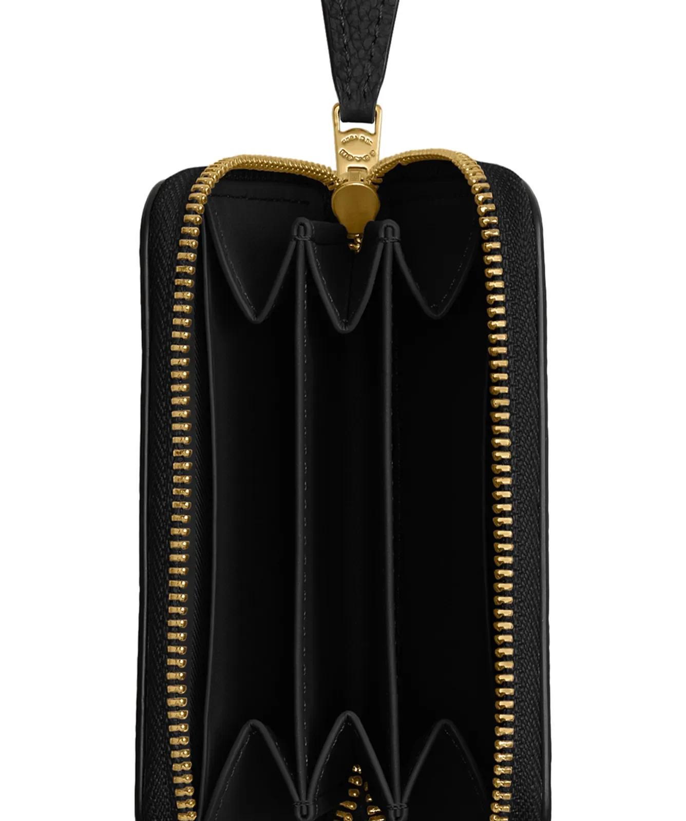 Coach Small Essential Pebbled Leather Zip Around Card Holder for Sale - Black