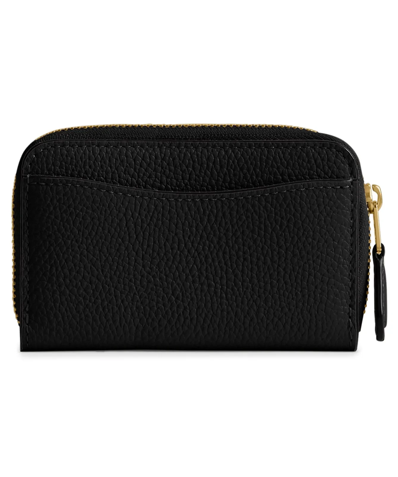 Coach Small Essential Pebbled Leather Zip Around Card Holder for Sale - Black