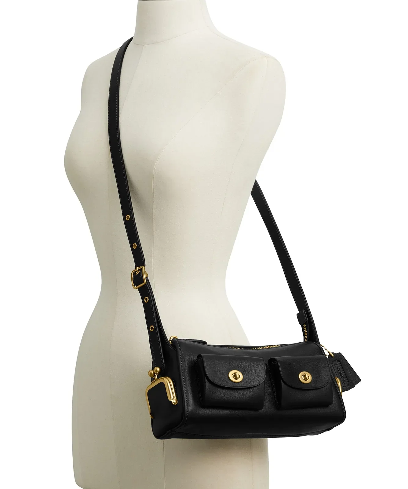 Coach The Coach Originals Turnlock Haversack Leather Bag 27 for Sale - Black