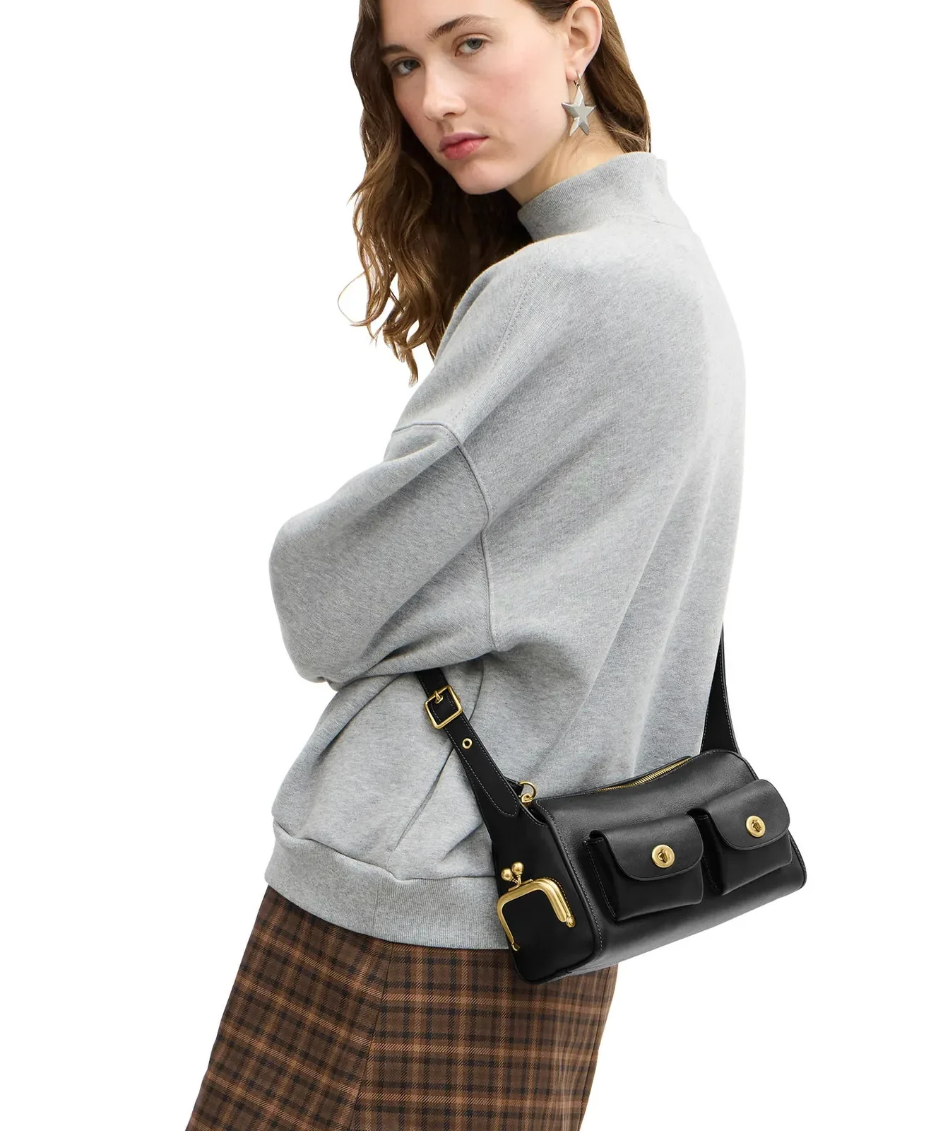 Coach The Coach Originals Turnlock Haversack Leather Bag 27 for Sale - Black