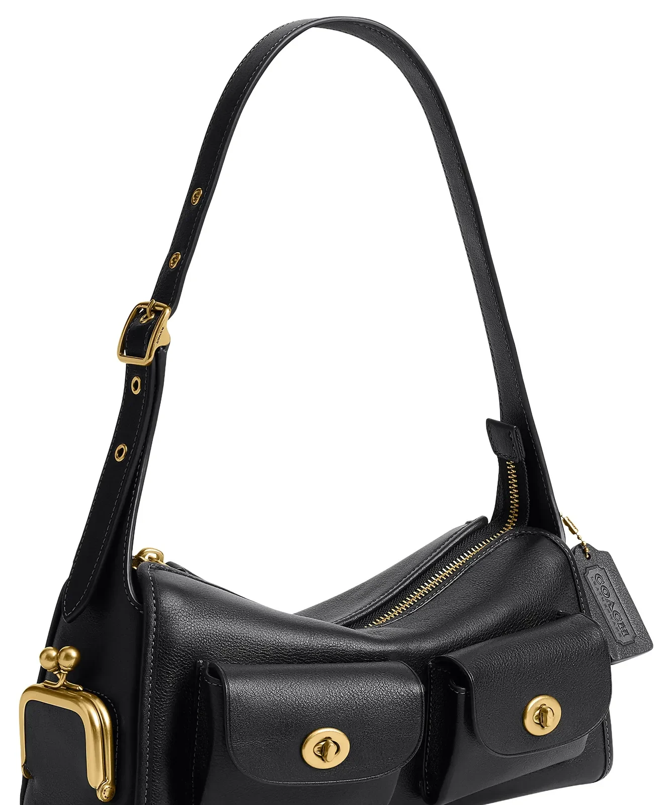 Coach The Coach Originals Turnlock Haversack Leather Bag 27 for Sale - Black