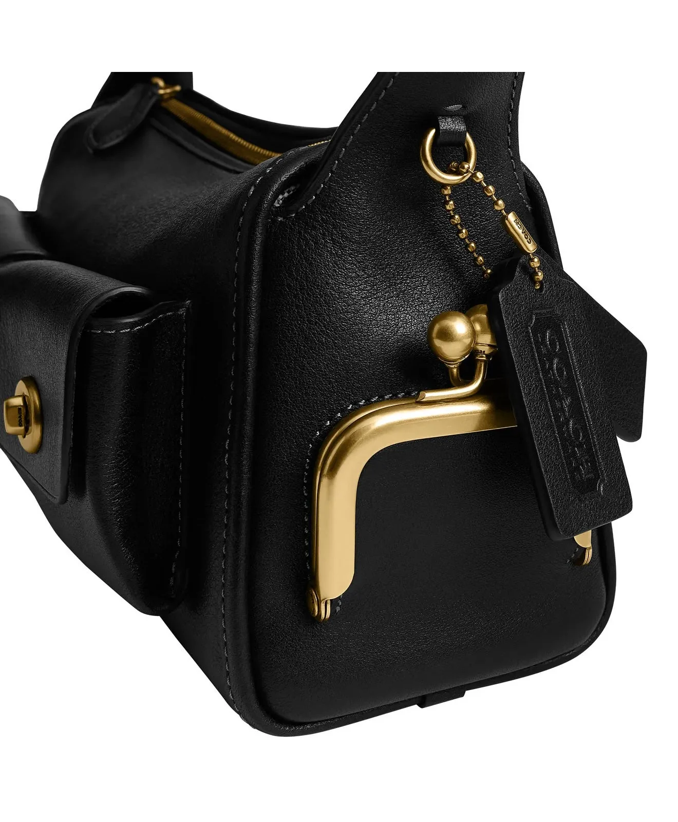 Coach The Coach Originals Turnlock Haversack Leather Bag 27 for Sale - Black
