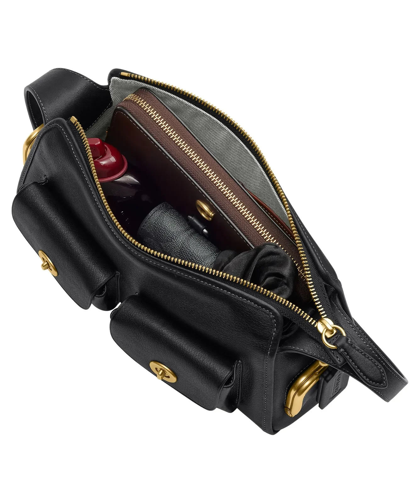 Coach The Coach Originals Turnlock Haversack Leather Bag 27 for Sale - Black