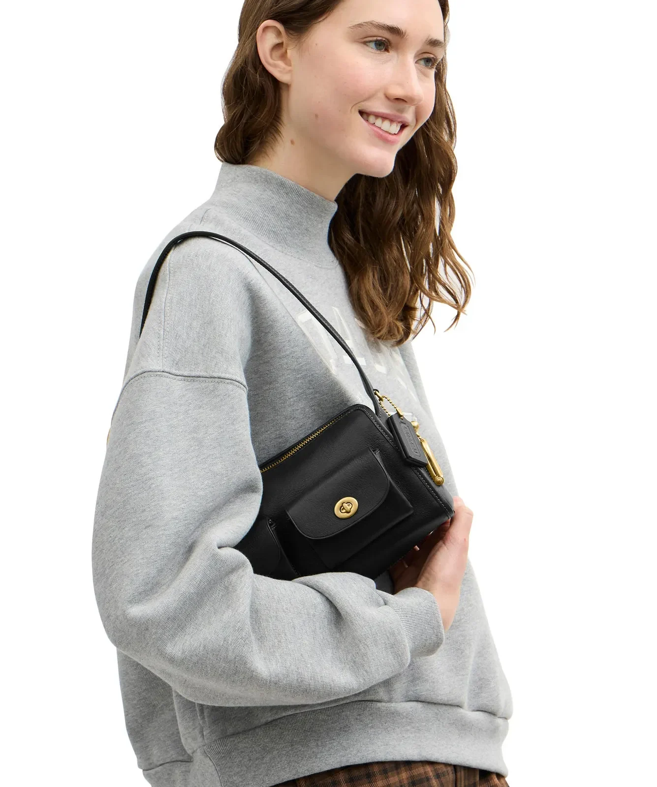 Coach The Coach Originals Turnlock Haversack Leather Bag 27 for Sale - Black