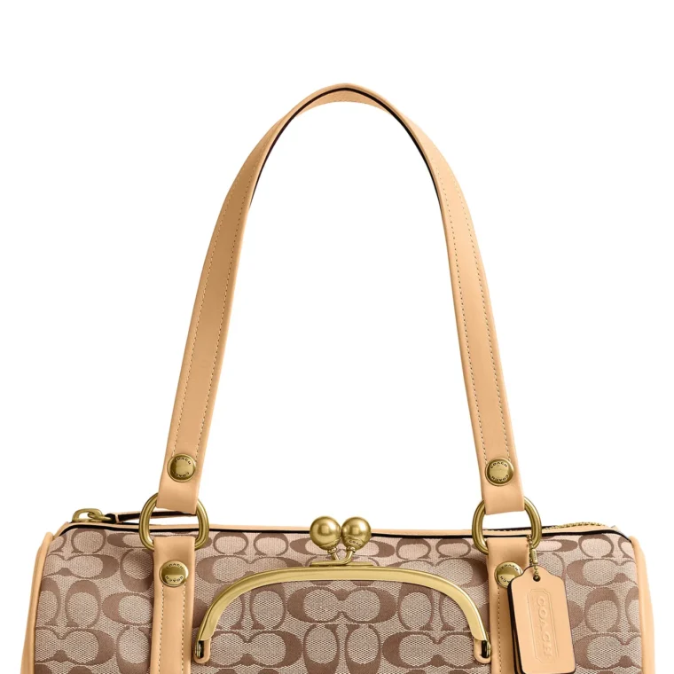 Coach The Originals Signature Jacquard Kisslock Barrel Bag for Sale