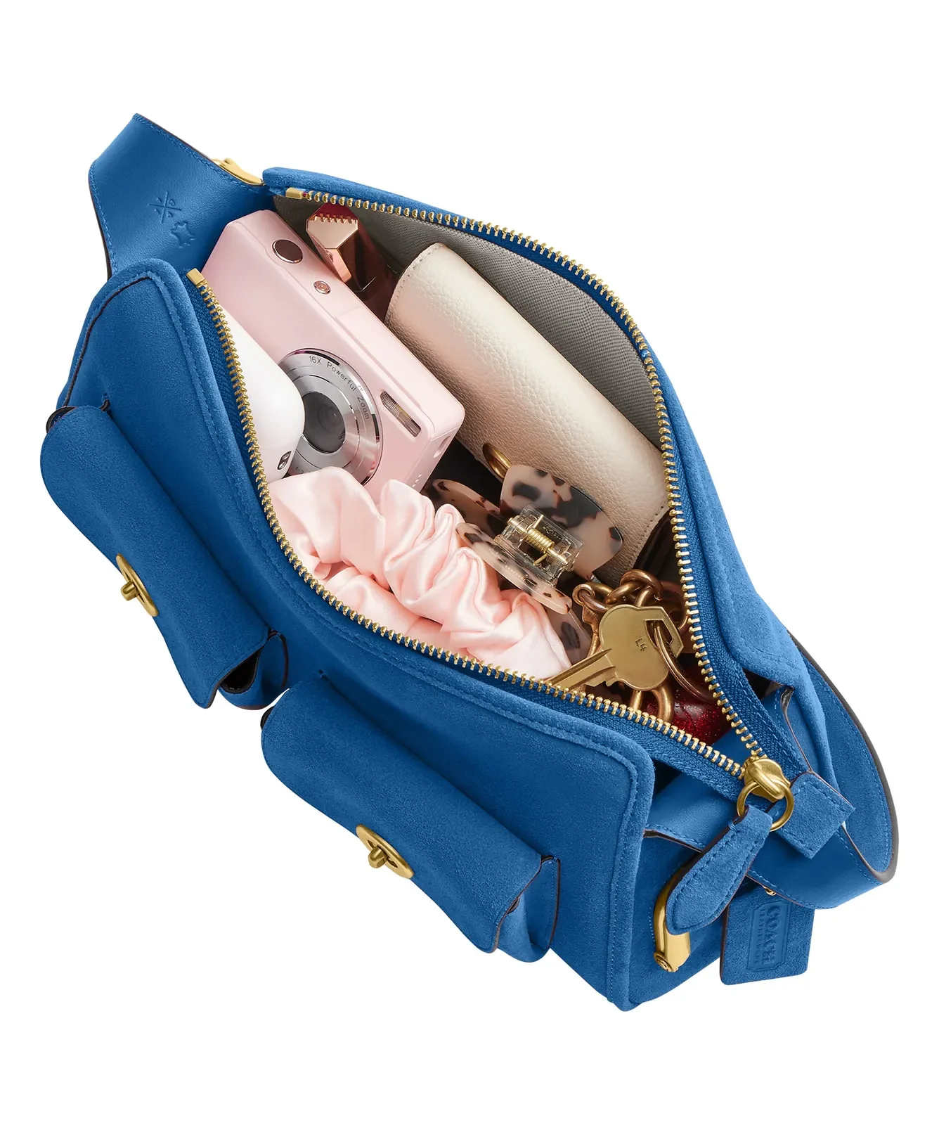 Coach Small Turnlock Haversack Suede Shoulder Bag for Sale