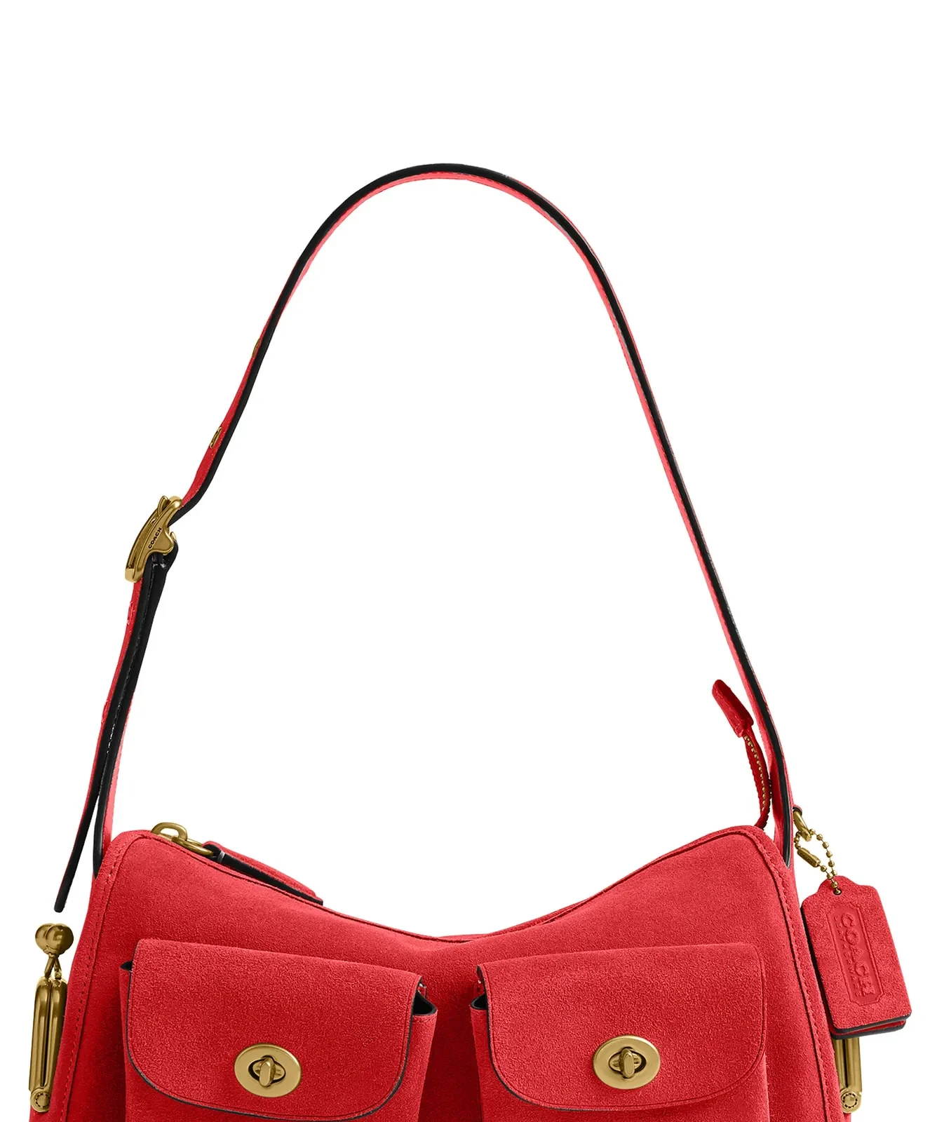 Coach Small Turnlock Haversack Suede Shoulder Bag for Sale - Candy Apple