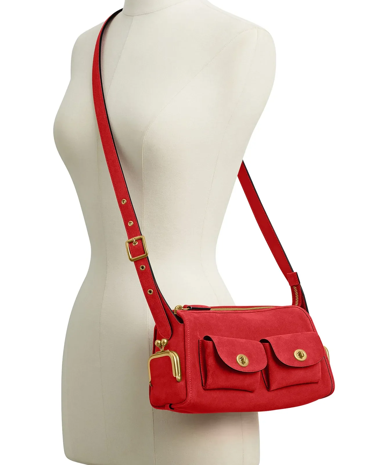 Coach Small Turnlock Haversack Suede Shoulder Bag for Sale
