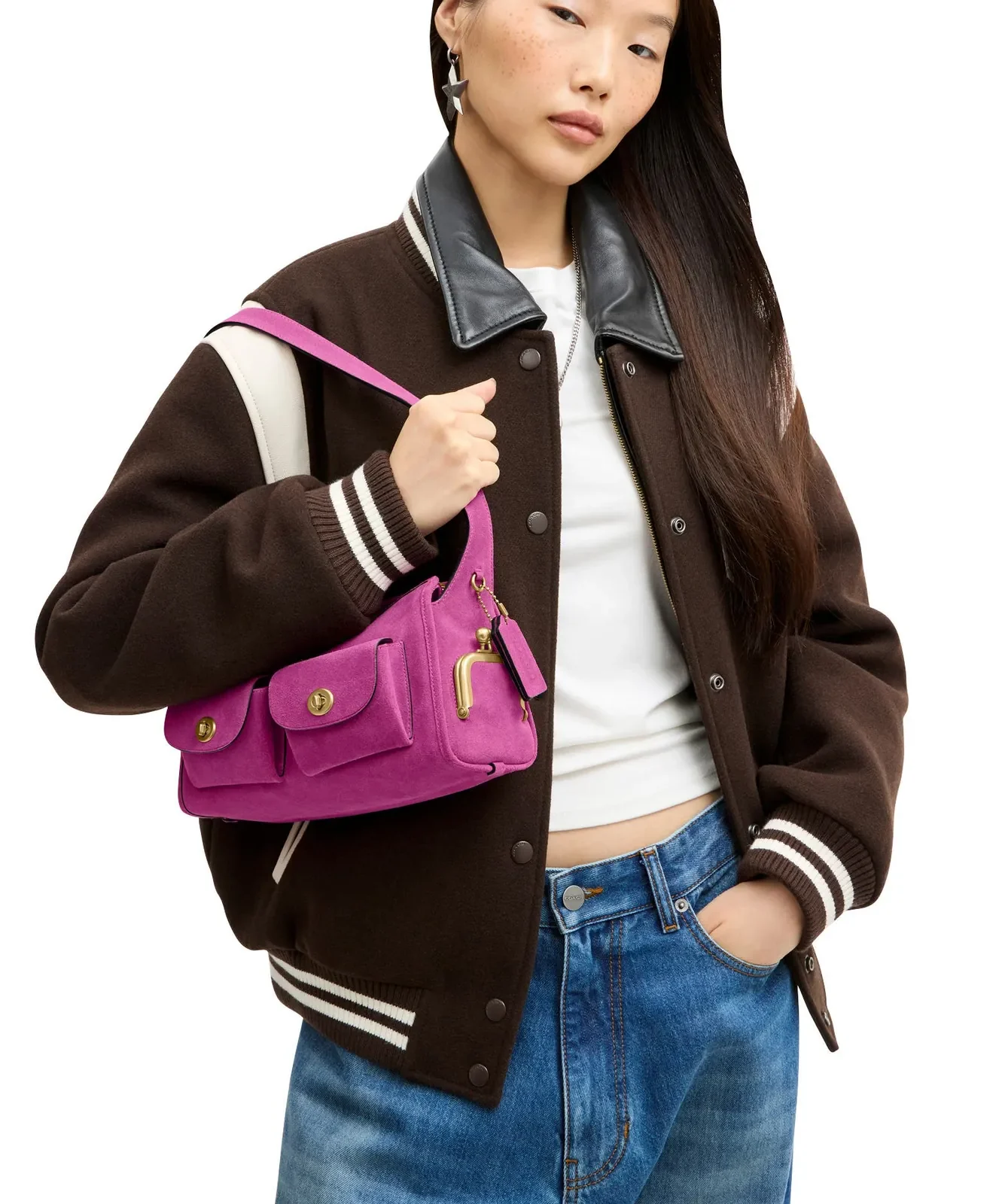 Coach Small Turnlock Haversack Suede Shoulder Bag for Sale