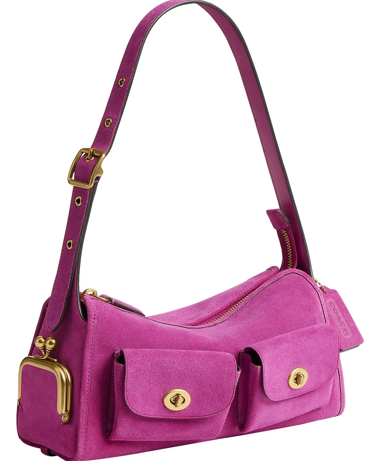 Coach Small Turnlock Haversack Suede Shoulder Bag for Sale