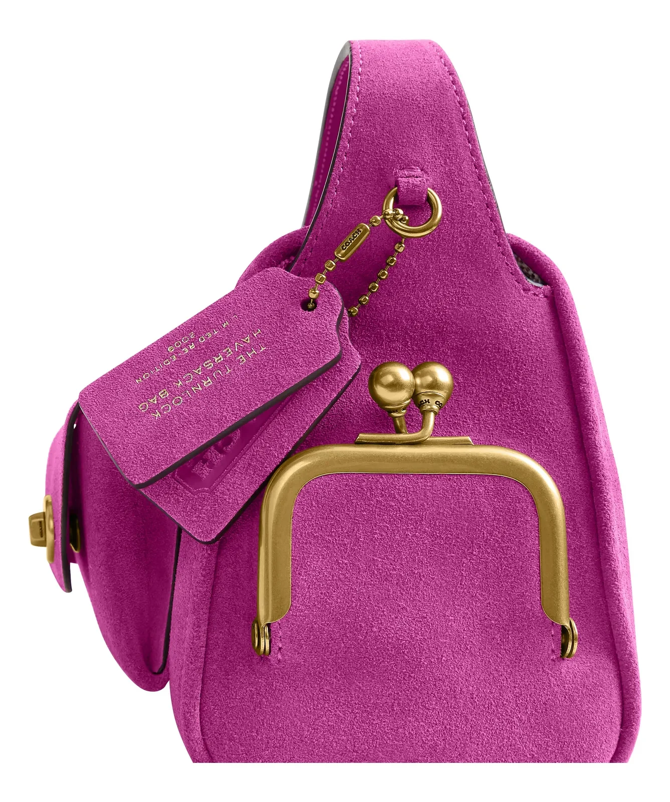 Coach Small Turnlock Haversack Suede Shoulder Bag for Sale