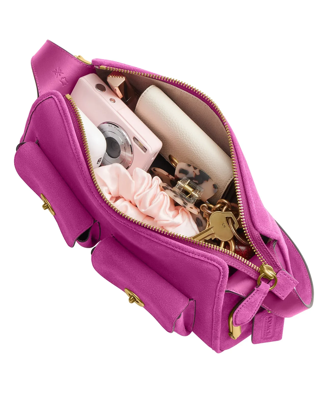 Coach Small Turnlock Haversack Suede Shoulder Bag for Sale