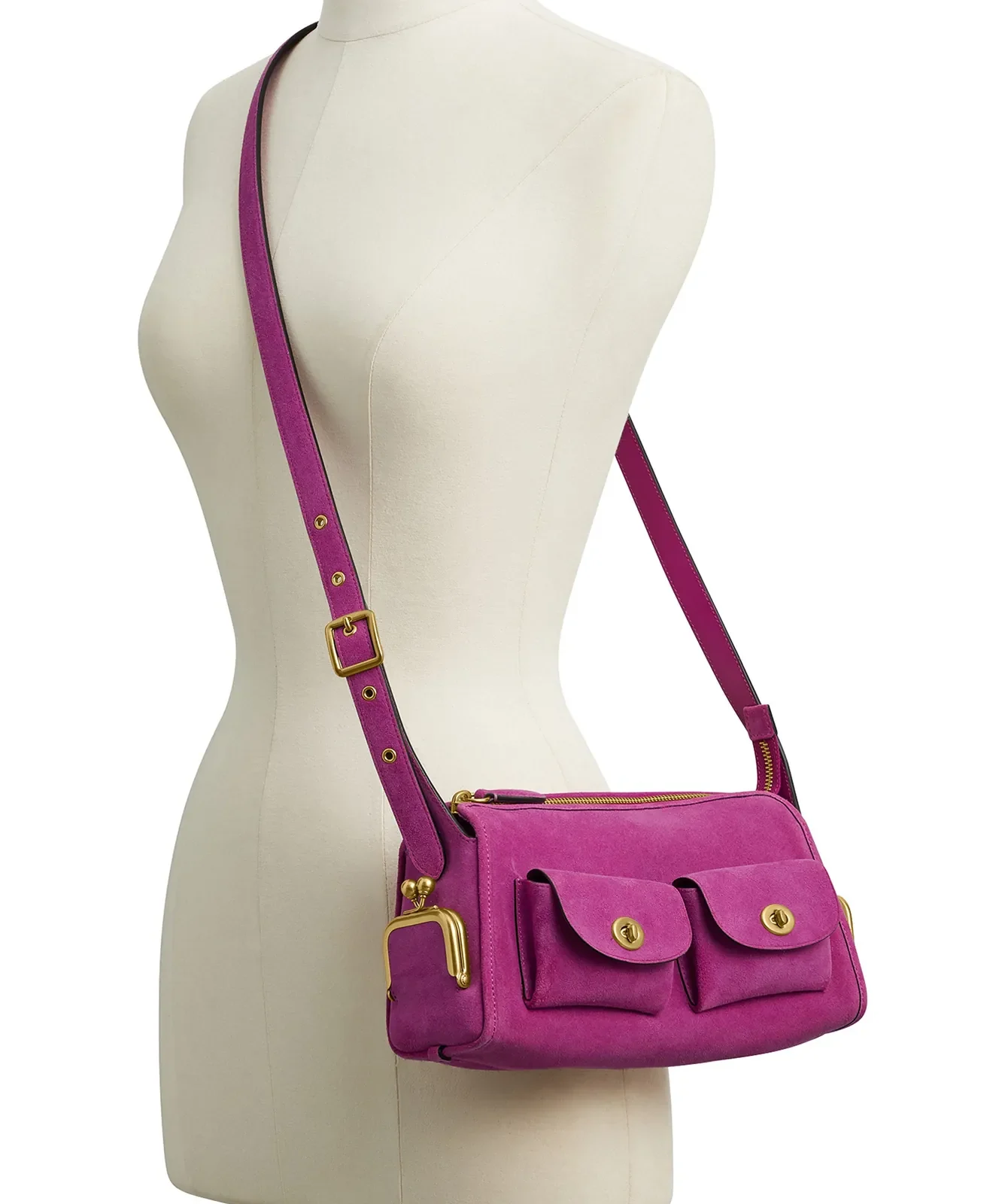 Coach Small Turnlock Haversack Suede Shoulder Bag for Sale