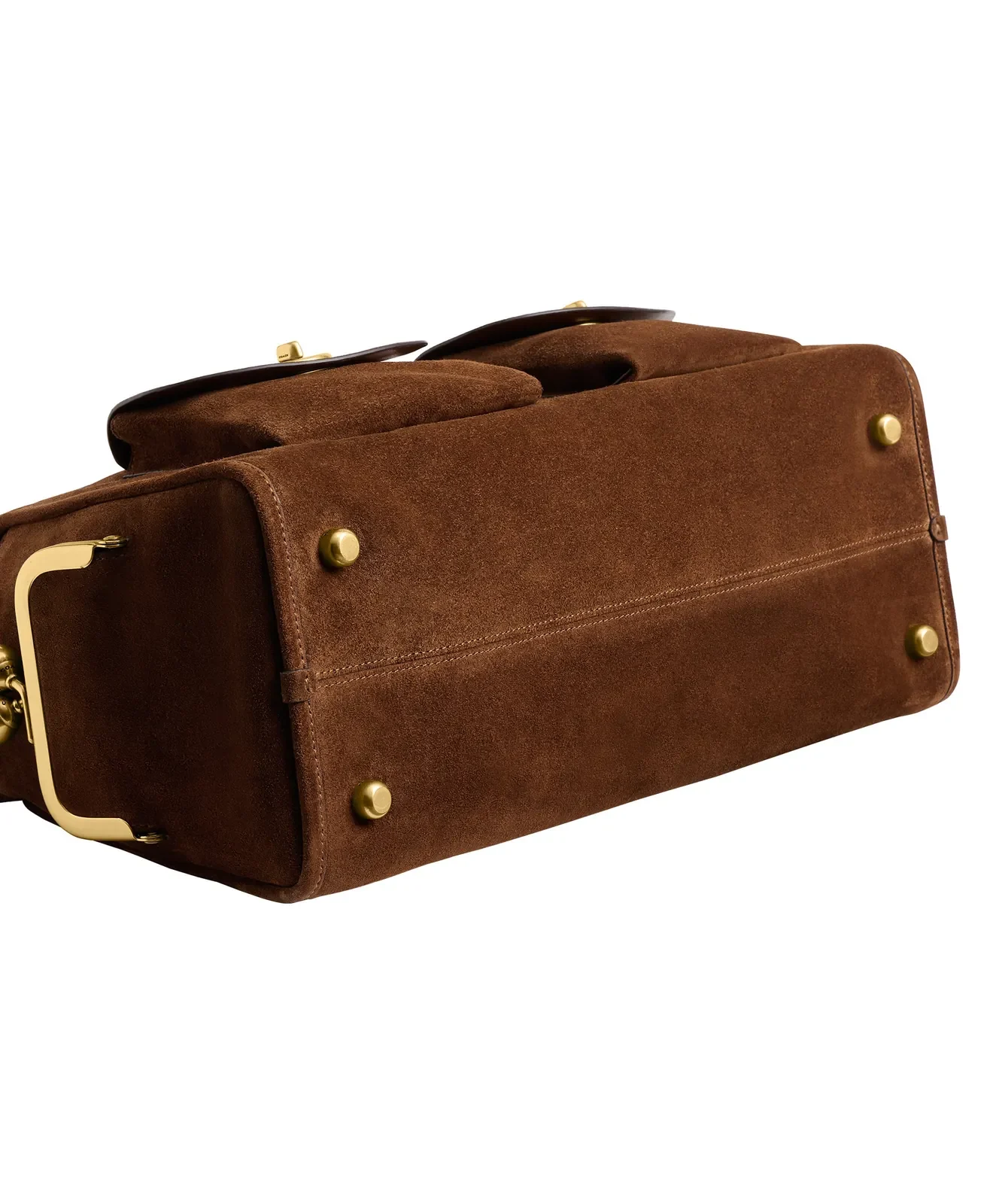 Coach Large Turnlock Haversack Suede Shoulder Bag for Sale - Warm Brown