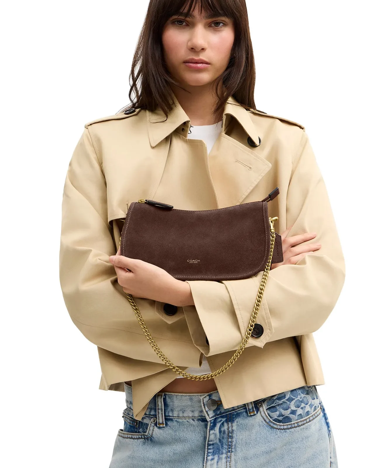Coach Waverly Suede Shoulder Bag for Sale