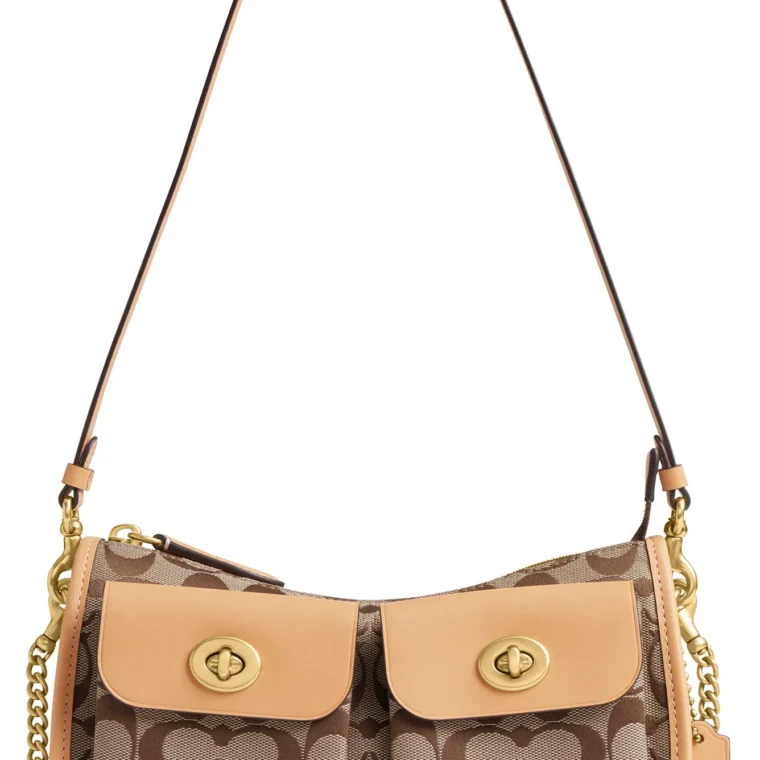 Coach Waverly Twin Turnlock Signature Jacquard & Leather Shoulder Bag for Sale