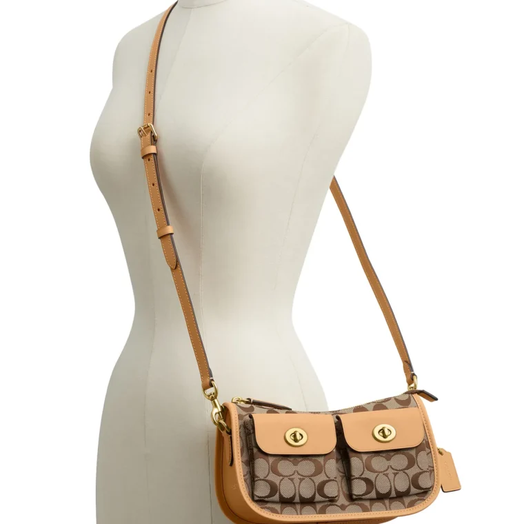 Coach Waverly Twin Turnlock Signature Jacquard & Leather Shoulder Bag for Sale — alternate view