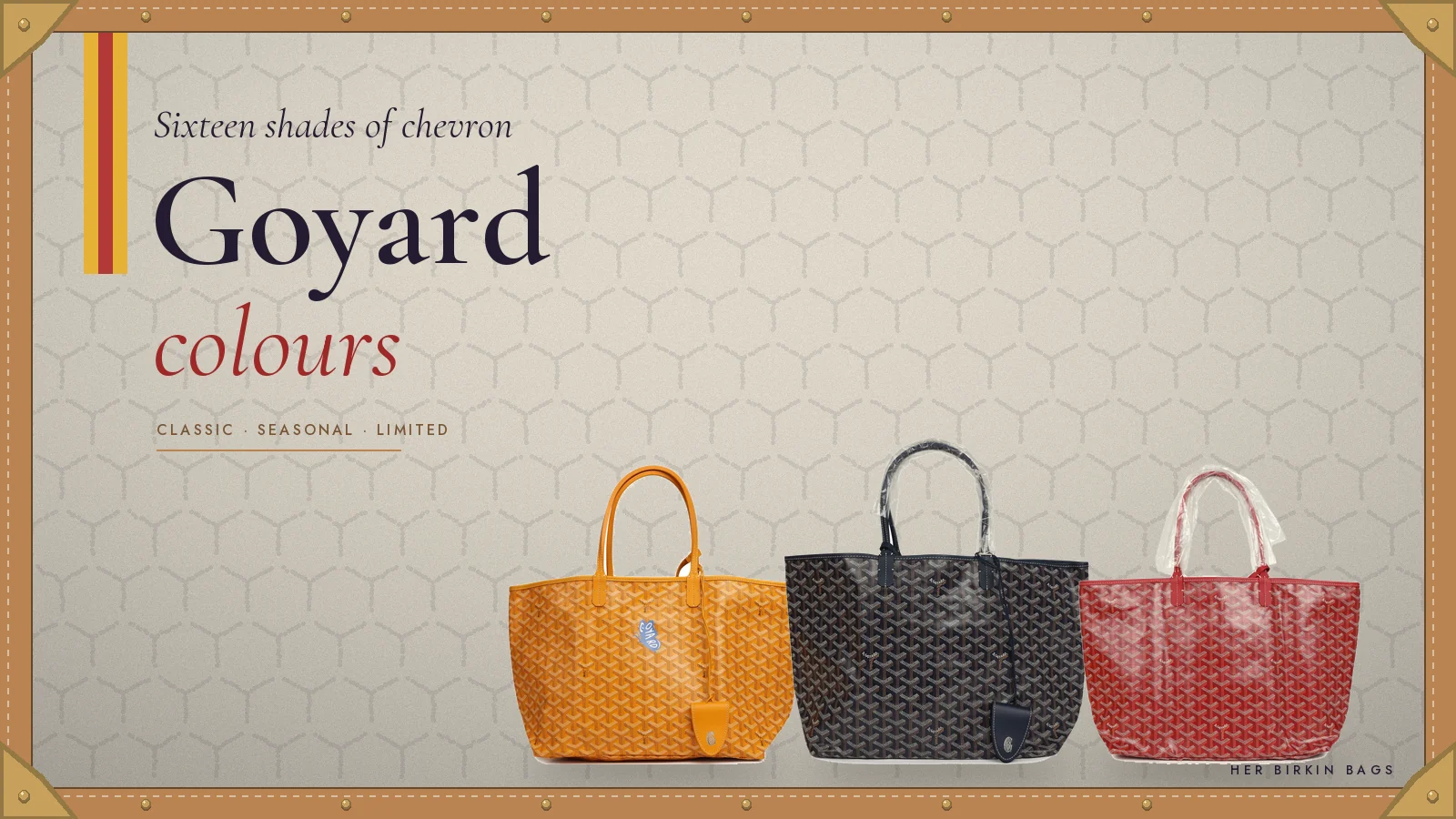 Goyard colours: Saint Louis totes in yellow, navy and red Goyardine