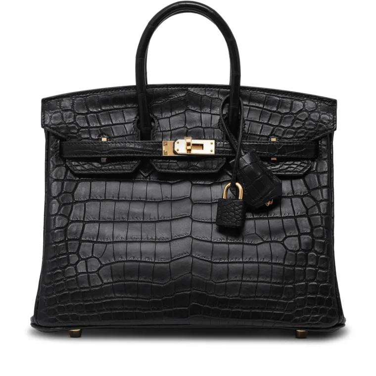 Hermès Birkin 25 Black Matte Niloticus Crocodile Rose Gold 2021 for Sale
