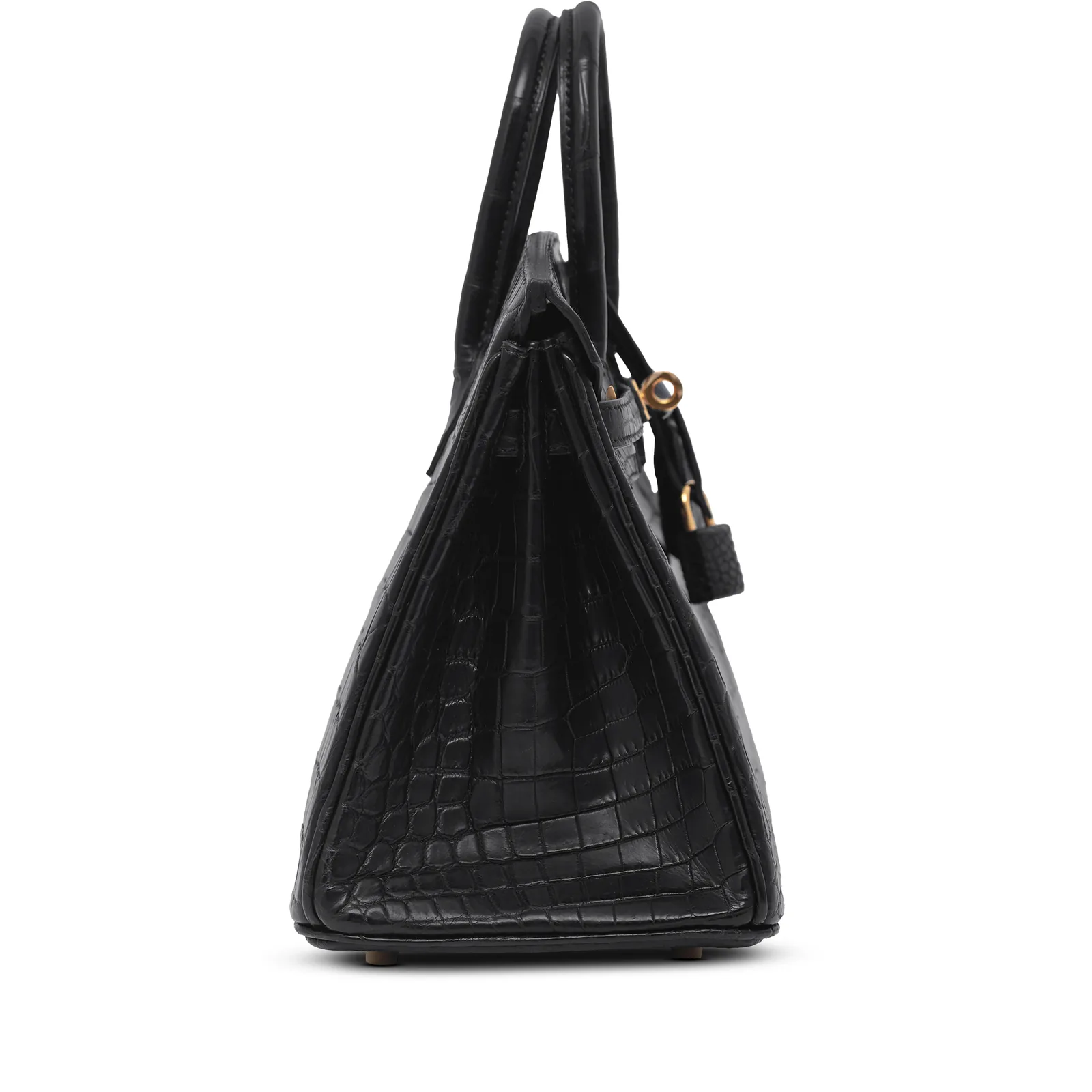 Hermès Birkin 25 Black Matte Niloticus Crocodile Rose Gold 2021 — view 3