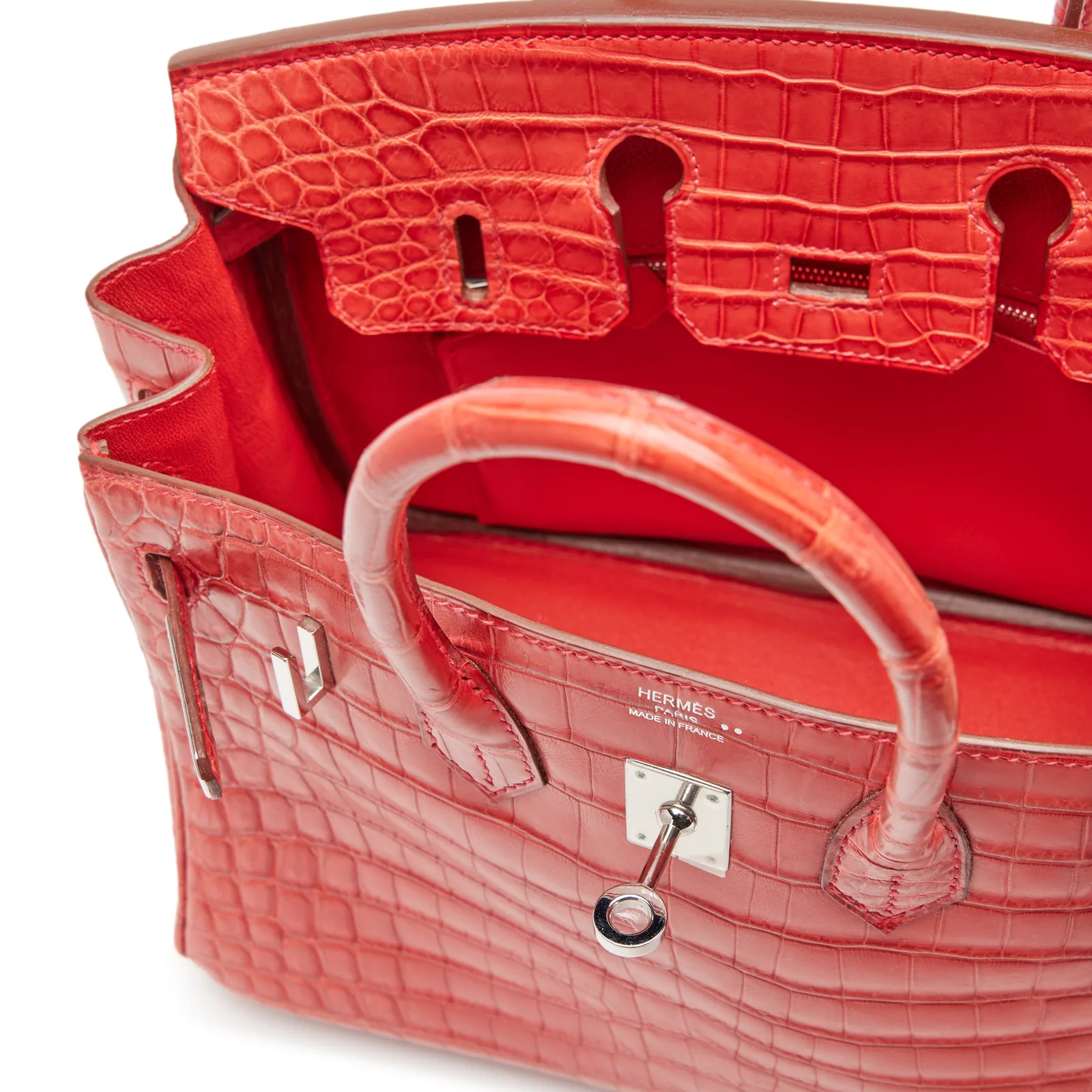 Hermès Birkin 25 Rouge Indien Matte Niloticus Crocodile Palladium 2010 — view 6