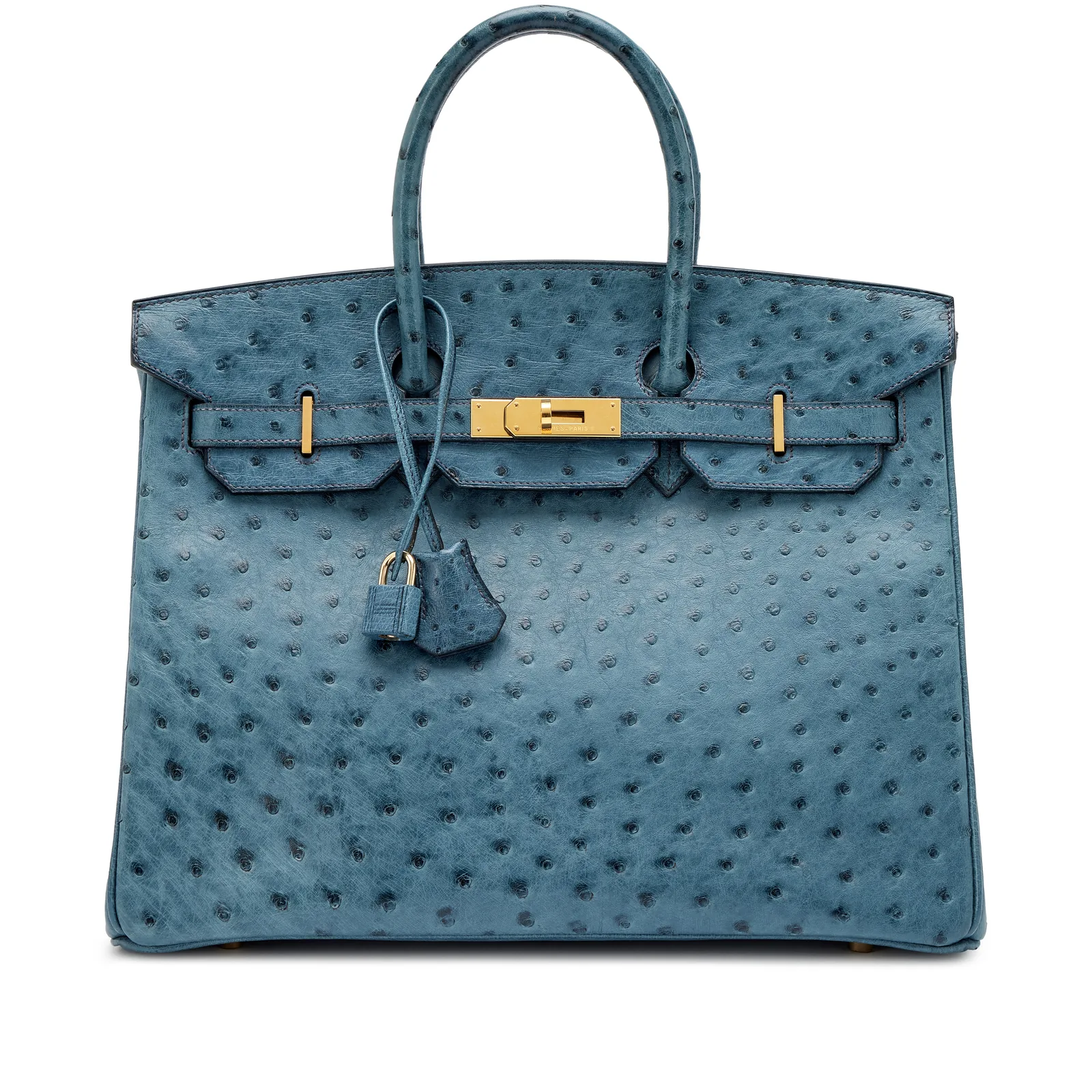 Hermès Birkin 35 Bleu Roi Ostrich Gold 2001