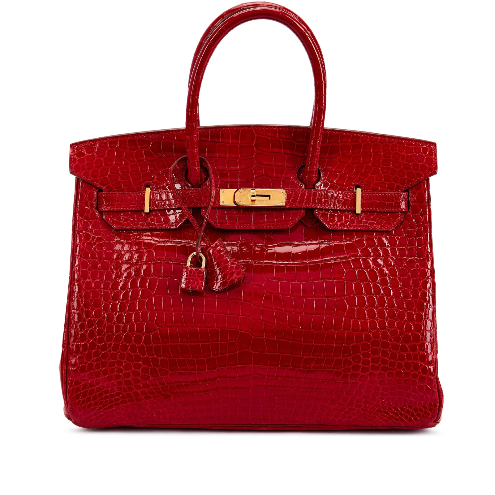 Hermès Birkin 35 Rouge Braise Shiny Porosus Crocodile Gold 1997