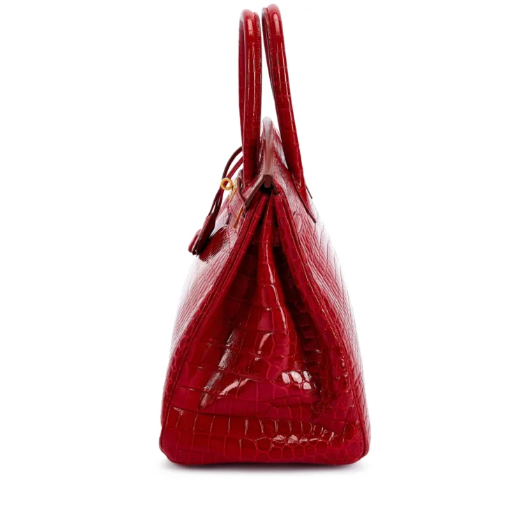 Hermès Birkin 35 Rouge Braise Shiny Porosus Crocodile Gold 1997 for Sale — alternate view