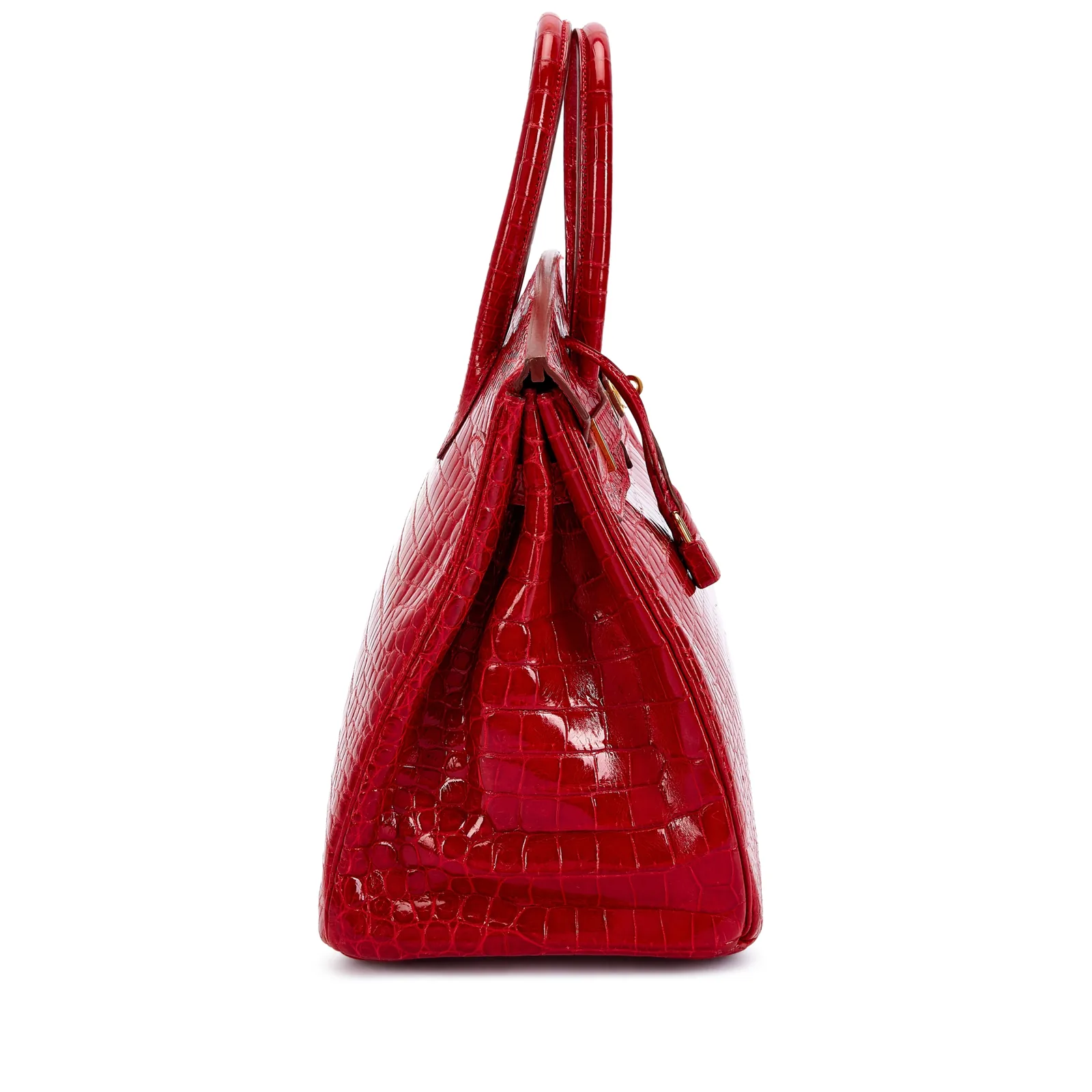 Hermès Birkin 35 Rouge Braise Shiny Porosus Crocodile Gold 1997 — view 3