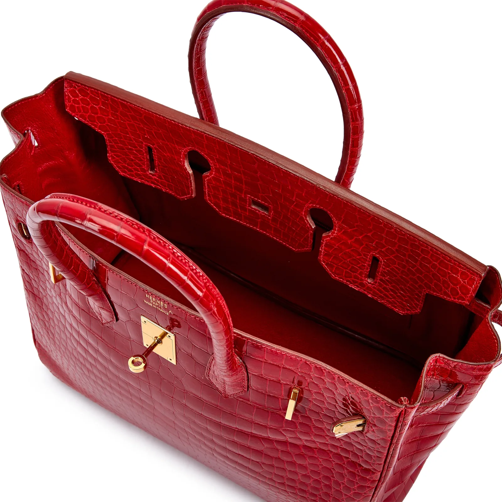 Hermès Birkin 35 Rouge Braise Shiny Porosus Crocodile Gold 1997 — view 6