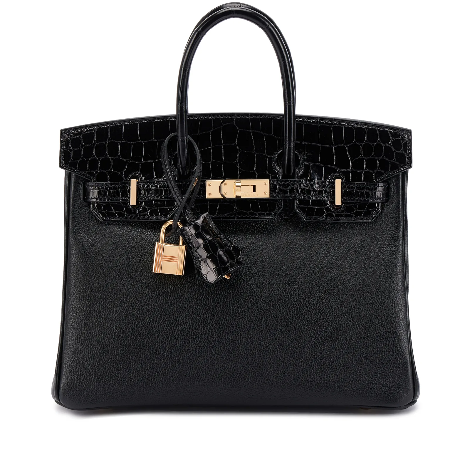 Hermès Birkin Touch 25 Black Shiny Niloticus Crocodile Gold 2018